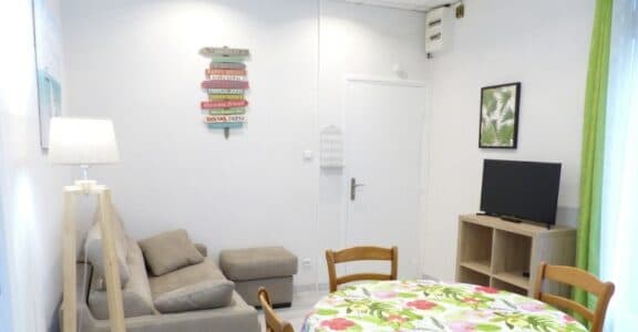 Amelie les bains location daviaud,photo du coin salon du T2 n°C7. Cette location se trouve à 100 mètres de la cure.